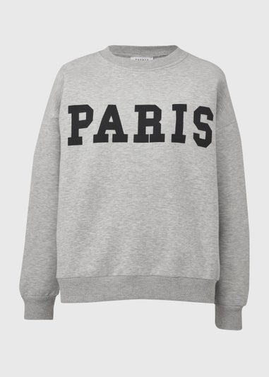 Grey Marl Paris Print Co Ord Sweatshirt
