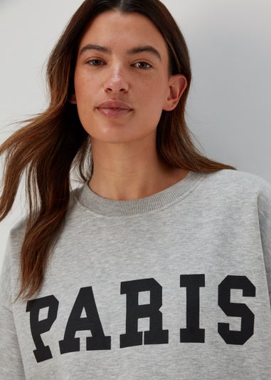 Grey Marl Paris Print Co Ord Sweatshirt