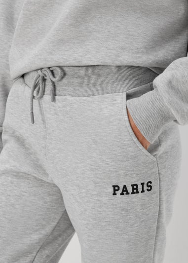 Grey Marl Paris Print Co Ord Joggers