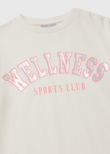 Girls Cream Wellness Print T-Shirt (4-15yrs)