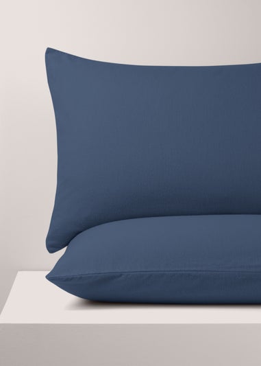 2 Pack Navy Cotton Housewife Pillowcases