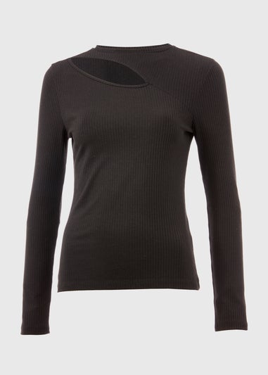 Black Cut Out Long Sleeve Top