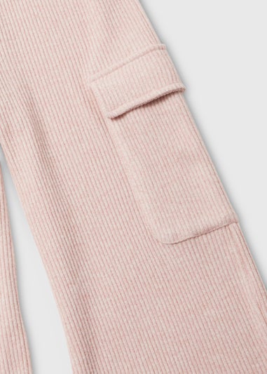 Girls Pink Ribbed Jumpsuit (4-13yrs)