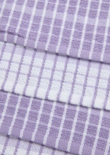 4 Pack Lilac Check Terry Tea Towels (60cm x 45cm)