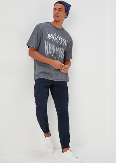 US Athletic Grey New York Print Oversized T-Shirt