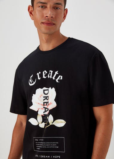 US Athletic Black Create Dreams Print Oversized T-Shirt