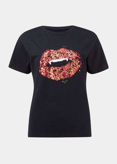 Black Halloween Lips T-Shirt