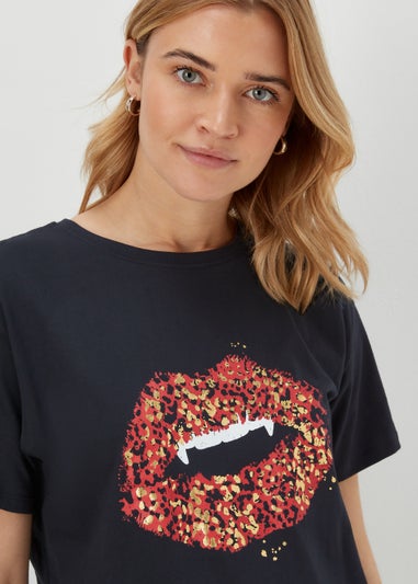 Black Halloween Lips T-Shirt