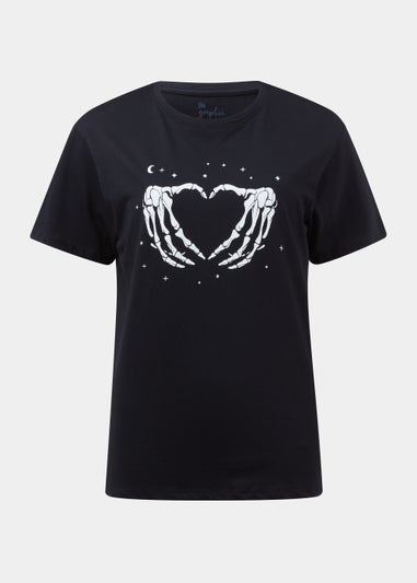 Black Halloween Heart Hands T-Shirt - Matalan