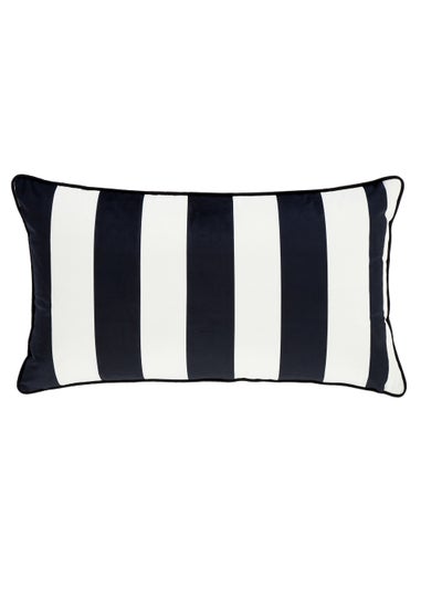 Style Sisters Monochrome Velvet Stripe Cushion (30x70cm)