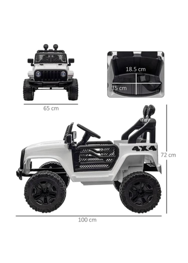 HOMCOM 12V Kids Electric Ride On Car Truck Off-road Toy with Remote Control (White)