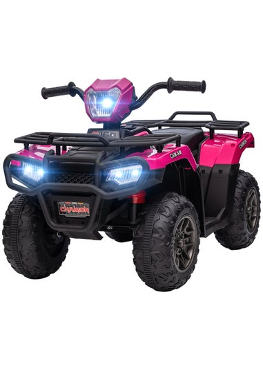HOMCOM 12V Electric Quad Bike for Kids with LED Headlights and Music (Pink)