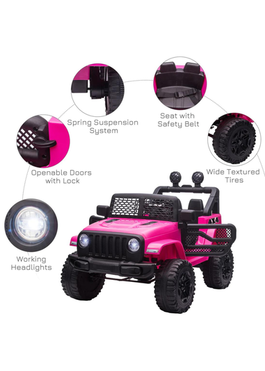 HOMCOM 12V Kids Electric Ride On Car Truck Off-road Toy with Remote Control (Pink)