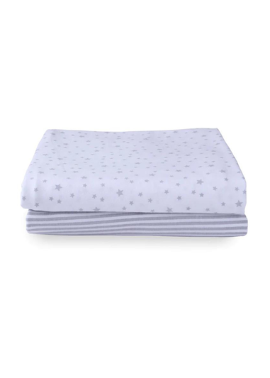 Clair de Lune 2 Pack Stars & Stripes Fitted Moses Basket Sheets
