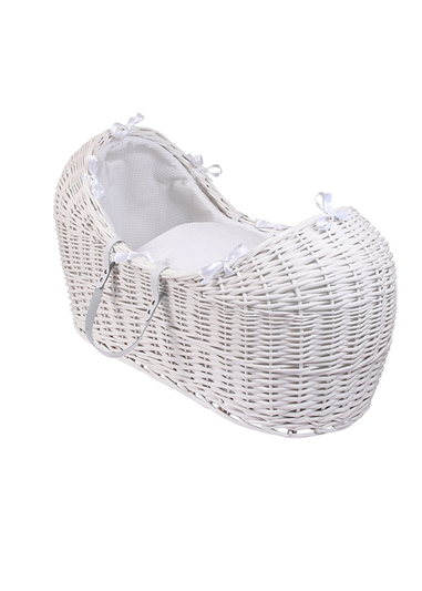 Clair de Lune White Waffle White Wicker Noah Pod ® with Deluxe Rocking Stand