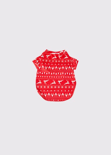 In the Style Jac Jossa Red Reindeer Fair Isle Jersey Dog Coat