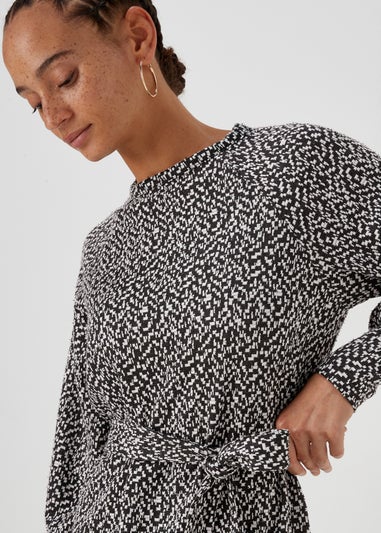 Monochrome Jacquard Belted Mini Dress