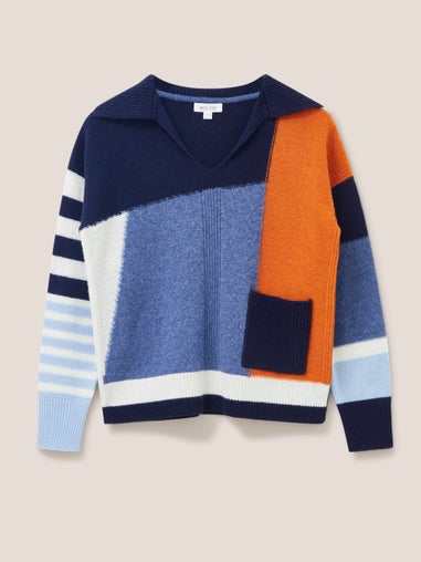 Pullover mit Hemdkragen und Colour-Block-Design