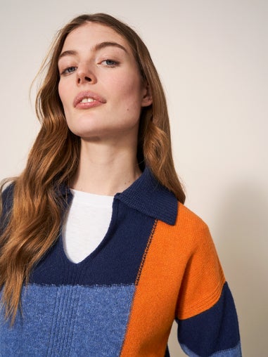 Pullover mit Hemdkragen und Colour-Block-Design