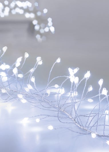 Premier Decorations 288 Large White LED Silver Wire Ultrabirghts Garland