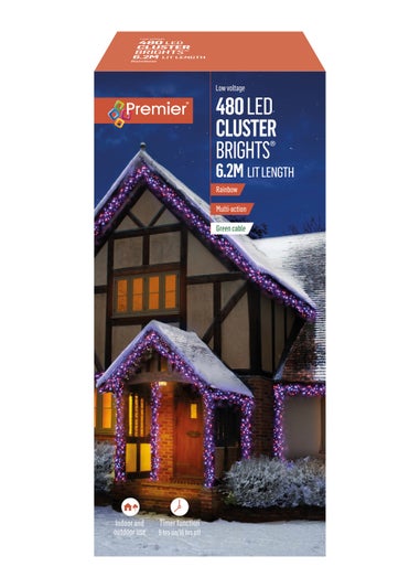 Premier Decorations 480 Rainbow LED Cluster Brights