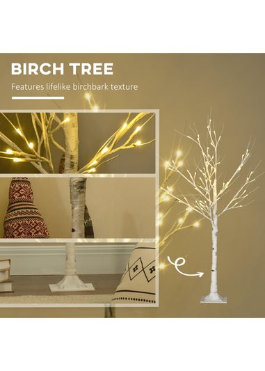 HOMCOM 6ft Pre-Lit Artificial Birch Tree Light