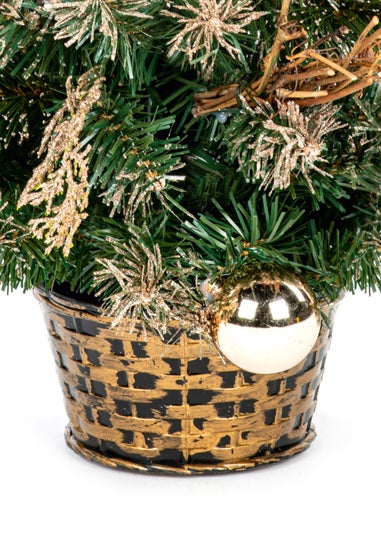 Premier Decorations Gold Dressed Potted Christmas Tree 2ft