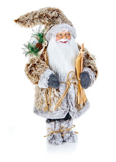 Premier Decorations Standing Alpine Santa with Wooden Skis (60cm)