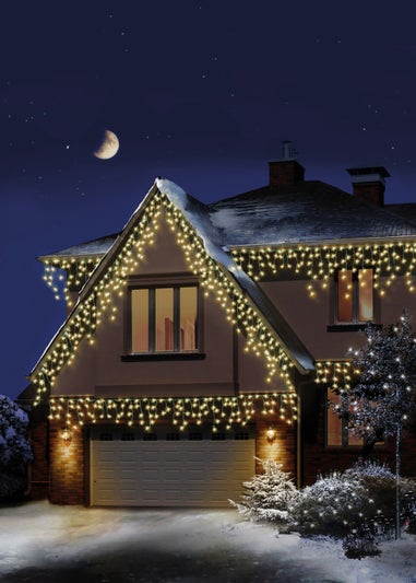 Premier Decorations 720 Warm White LED Snowing Iciclebrights