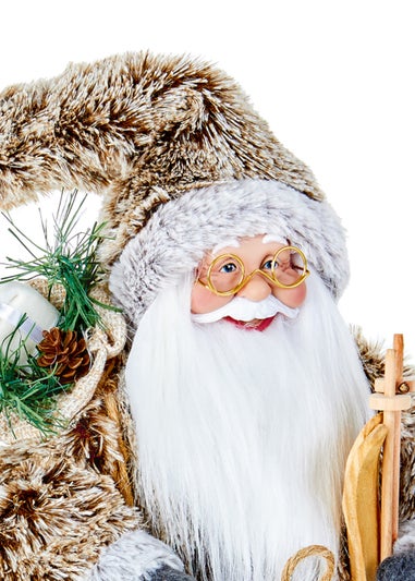 Premier Decorations 45cm Standing Alpine Santa with Wooden Skis