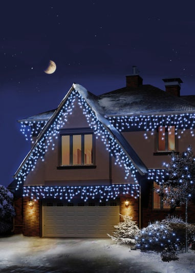 Premier Decorations 720 White LED Snowing Iciclebrights