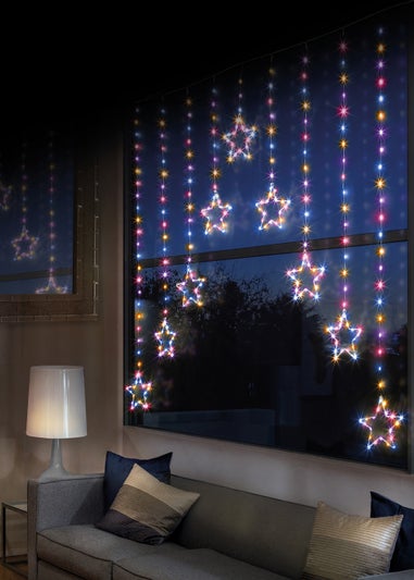 Premier Decorations 303 Rainbow LED Star Curtain Light 1.2m x 1.2m