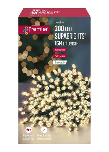 Premier Decorations 200 Warm White LED Supabrights