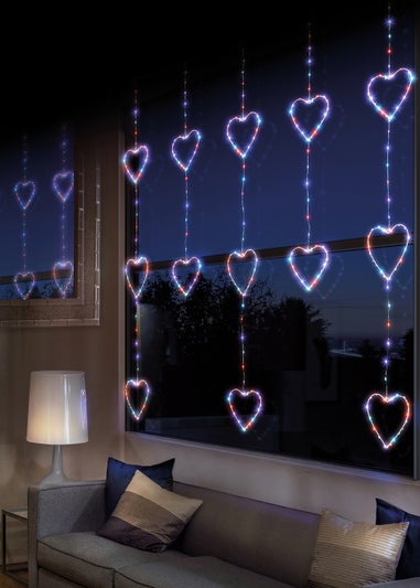 Premier Decorations 312 Rainbow LED Twinkling HeartCurtain Light