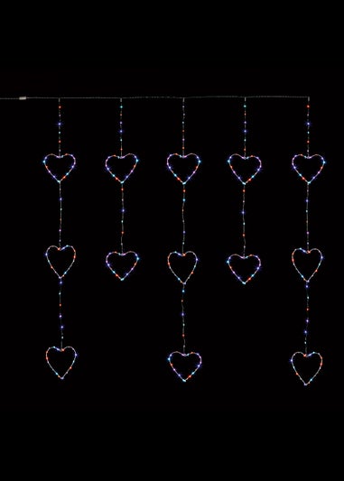 Premier Decorations 312 Rainbow LED Twinkling HeartCurtain Light