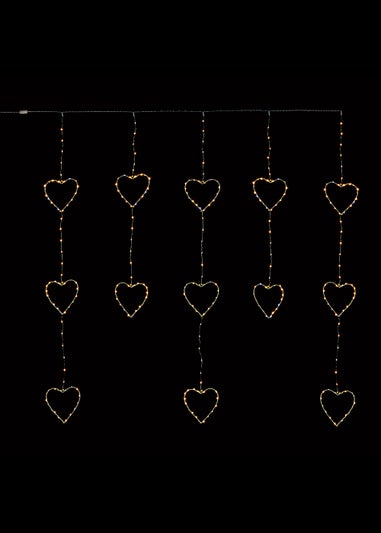 Premier Decorations 312 Warm White LED Twinkling Heart Curtain Light