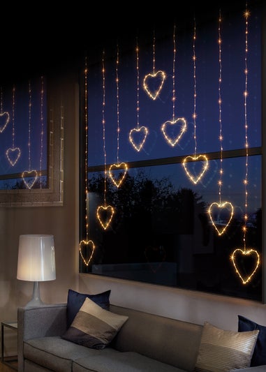 Premier Decorations 303 Warm White LED Heart Curtain Light