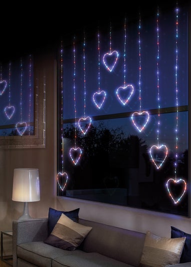 Premier Decorations 303 Rainbow LED Heart Curtain Light