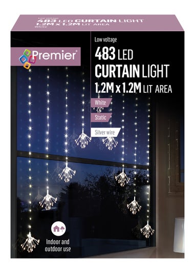 Premier Decorations 483 White LED Sputnik Curtain Light