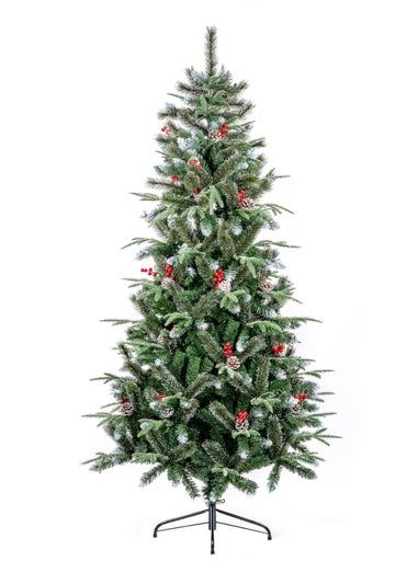 Premier Decorations Slim New Jersey Spruce Christmas Tree with Berries and Pinecones 7ft