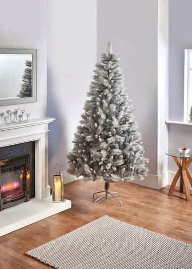 Premier Decorations Grey Silver Tipped Fir Christmas Tree 7ft