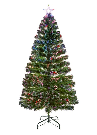 Premier Decorations Pinecone Berries and Tree Top Star Fibre Optic Tree 4ft