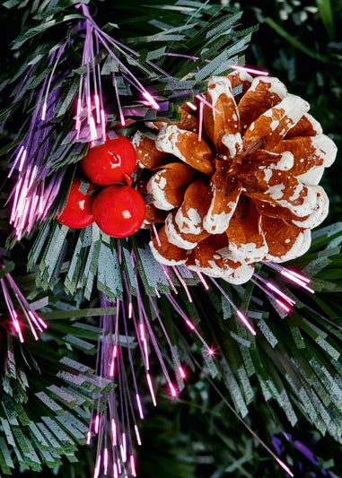 Premier Decorations Pinecone Berries and Tree Top Star Fibre Optic Tree 4ft