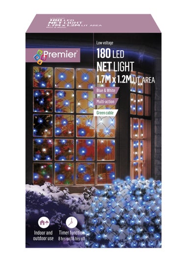 Premier Decorations 180 Blue and White LED Net Light