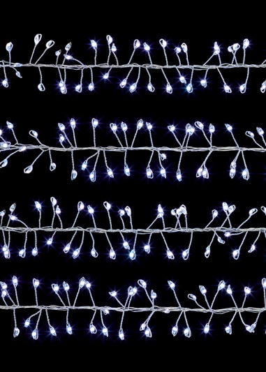 Premier Decorations 800 White LED Silver Wire Ultrabrights Cluster Lights