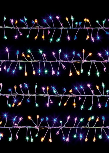 Premier Decorations 800 Multi-coloured LED Silver Wire Ultrabrights Cluster Lights