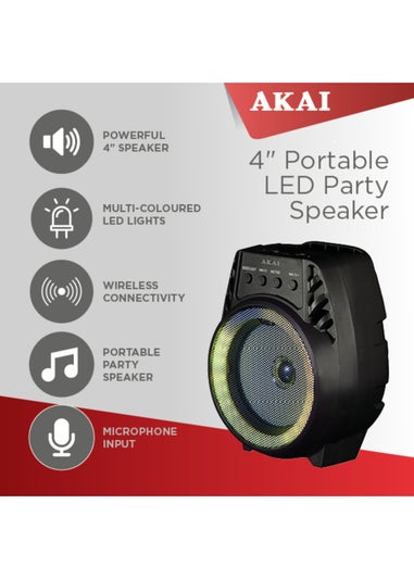 Akai Vibes 4inch Portable LED Party Speaker Black