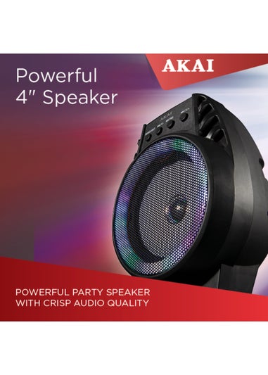 Akai Vibes 4inch Portable LED Party Speaker Black