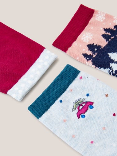 Dreierpack Socken mit Weihnachtsmotiv