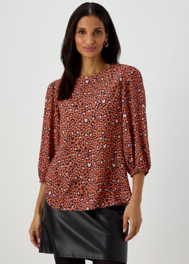 Red Animal Print Bubble Box Top